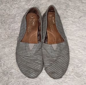 Toms Classic Grey Movember Stripe Wool Slip Ons